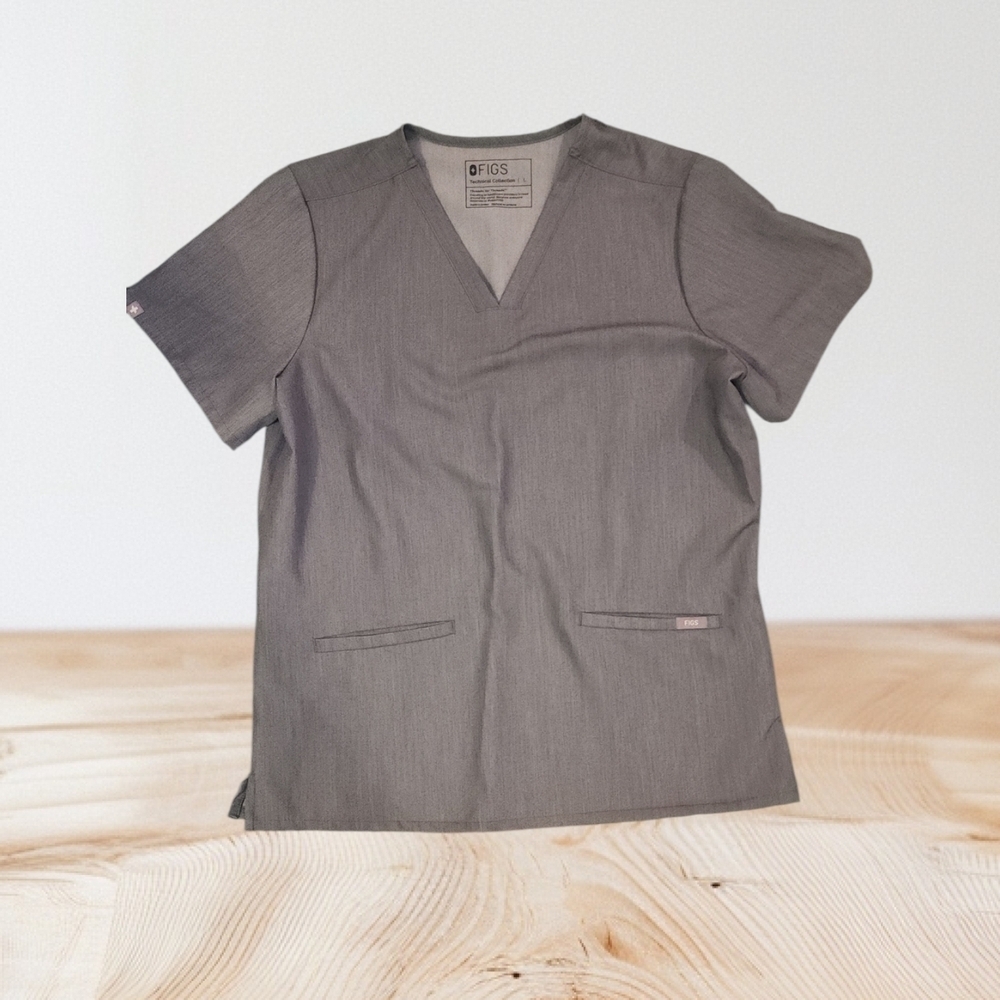 FIGS Casma Womens Scrub Top Gray Large Medical Nurse Uniform